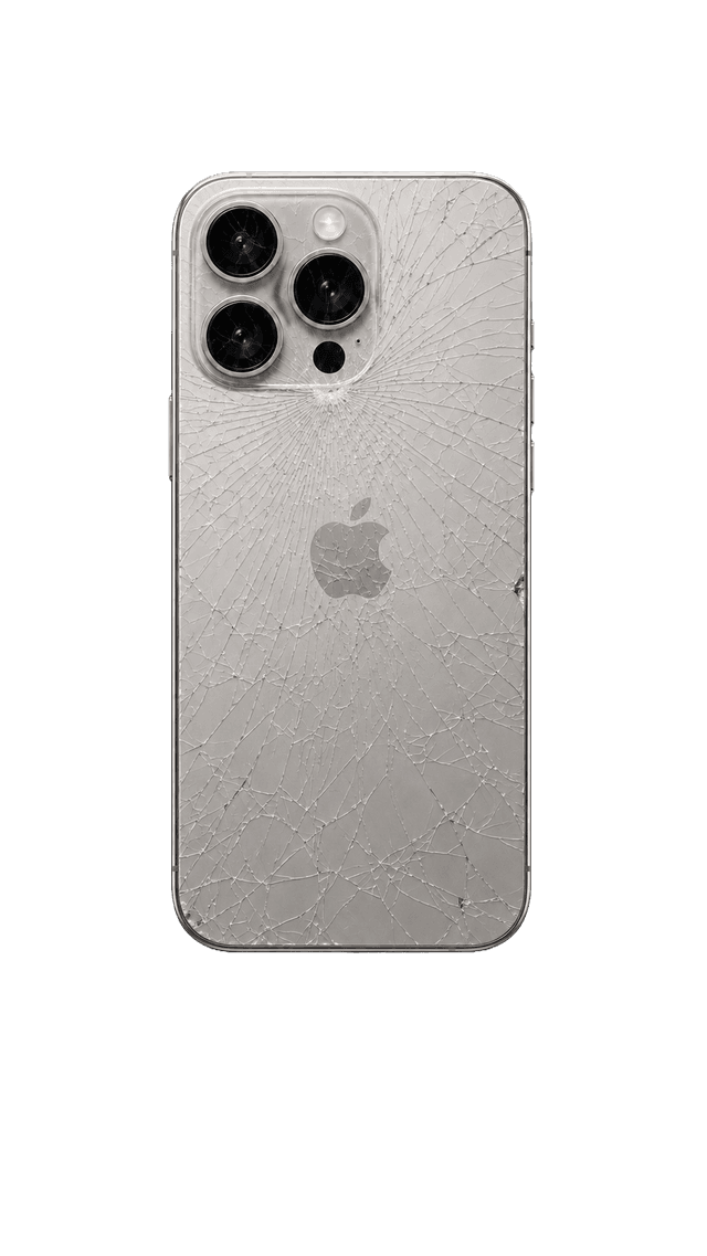 Telefon med knust bagglas