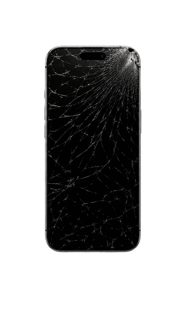 Telefon med smadret skærm